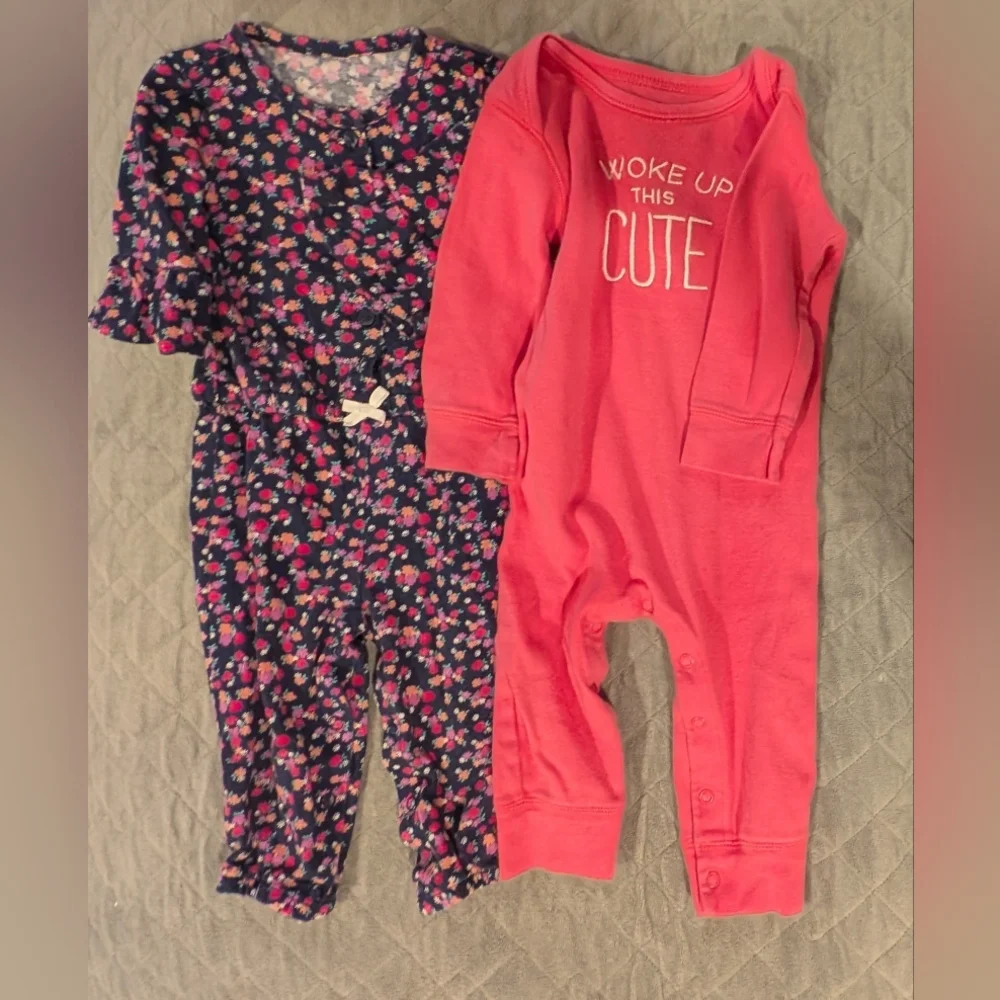 Carter's 9M Floral and Pink Baby Rompers
